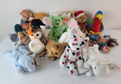 TY Beanie Babies Lot 18 – Kicks, Jake, Valentino & Rare Error Tags Retired - Image 1 of 4