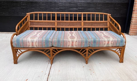 Vintage McGuire Albini Mid Century Balinese Beach Chic Bamboo Bentwood Sofa Cover