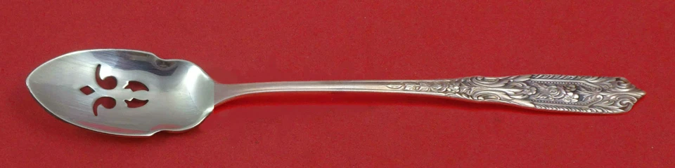 Cuchara Milburn Rose de Westmorland Oliva Esterlina Perforada Larga 7 3/8" Personalizada  Foto 1 de 1