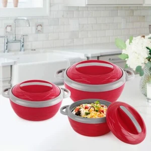 Cello Stainless Steel Hot n Fresh Casserole Set of 3 (500ml, 1000ml, 1500ml) Red - Picture 1 of 4