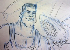 ProStars 1991 SIGNED DAN KUBAT Hand Drawn Character DIC Art NBA NFL NHL - Picture 1 of 2