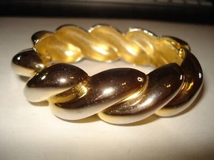 Gold Tone swirly  Clamper Bracelet - Picture 1 of 3