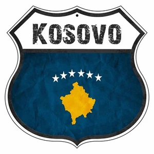 Letrero metálico de aluminio de la cueva del hombre escudo de carretera de la novedad bandera del país de Kosovo - Imagen 1 de 1