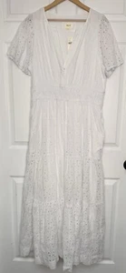 Maxi Vestido Anthropologie Somerset Mujer XL Blanco/Marfil Floral Ojales Nuevo con Etiquetas - Imagen 1 de 15