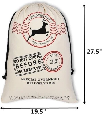 Новый большой холст Санта подарок мешок Рождество холст Санта подарок сумка персонализировать 19 x 27 - Изображение 1 из 4