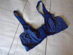 36C Blue Plaid & Lace Underwire Unlined CURVE MUSE Minimizer Bra 36C - Picture 1 of 5
