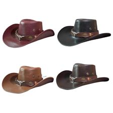 Cappello da cowboy fatto a mano con cintura corno di toro tesa larga cappello da cowboy per vestirsi