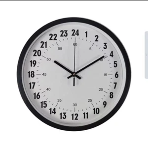 Military style, unusual 24 hour Analogue wall clock, black casing,white numbers, - Picture 1 of 1