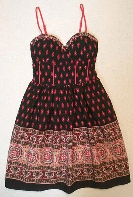 Vestido Band of Gypsies para Mujer XS Rojo Negro Mini Floral Corpiño Copa Boho Tirantes Foto 1 de 4