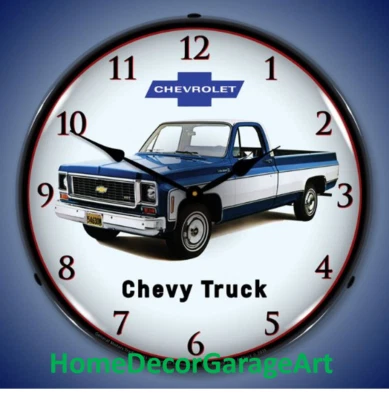 雪佛兰雪佛兰卡车 LED 背光挂钟,车库艺术 HDGA — 第 1/4 张图片