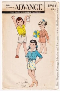 Vintage Sewing Pattern 1950s Girl's Jacket and Shorts Advance 8964 Size 3 - Picture 1 of 5