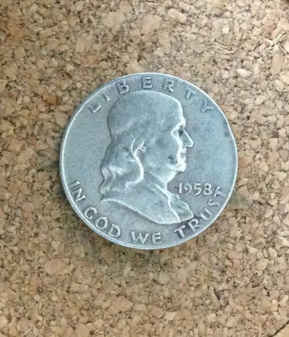 1958 D  Circ.  Franklin Half Dollar 90 % Silver US Coin FH2877 FREE SHIPPING Cover