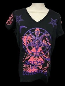Baphomet Sigil Solve Et Coagula Bruja GRANDE Talla Cuello en V Estilo Infernal Oculto - Imagen 1 de 10