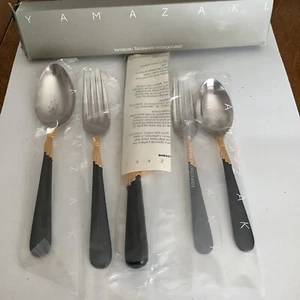 Yamasaki Lindi Black And Gold Stainless Steel Place Setting. NEW - Picture 1 of 7