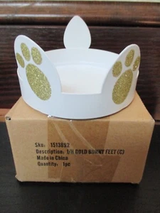 NIB Yankee Candle ~ Bunny Rabbit Metal White & Gold Feet Jar Holder, EASTER!! - Picture 1 of 1