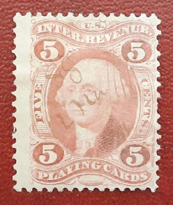 US 1863 5c Internal Revenue Playing Cards Used $40 Catalog Value F/VF 2355 - Image 1 of 2