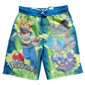 Y2k 2008 AOP Pokemon Kids Swimsuit Shorts Trunks boys L 10-12 - Picture 1 of 8
