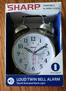 SPC800 SHARP TWIN BELL TOUCH ACTIVATED BACK LIGHT ALARM CLOCK NIB - Picture 1 of 6