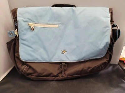 Sherpani Verve marrom azul acolchoado grande bolsa carteiro viagem laptop fralda - Imagem 1 de 4