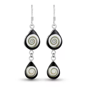 Pendientes negros de plata 0,925 con remolino de Shiva - Imagen 1 de 7