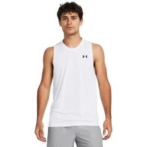 CANOTTA UNDER ARMOUR TECH TRAINING TANK 1382795 100 BIANCO WHITE ORIGINALE UOMO - Imagen 1 de 2