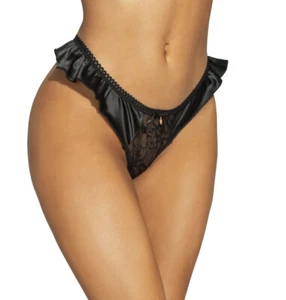 Classic Ruffle Satin Thong Panties - Picture 1 of 3