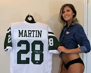 Curtis Martin Signed White Custom Jersey - NY Jets Hall of Fame Inscription - Picture 1 of 5