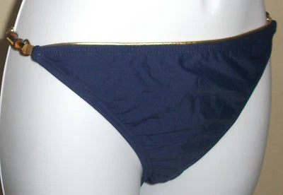 NWT TOMMY HILFIGER navy w gold country club beaded string swimsuit bottom, 14,10 - Image 1 of 2