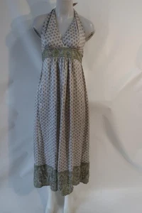 Nuevo con etiquetas Vestido halter a lunares de seda pura beige gris beige BCBGMaxazria para mujer XS - Imagen 1 de 7