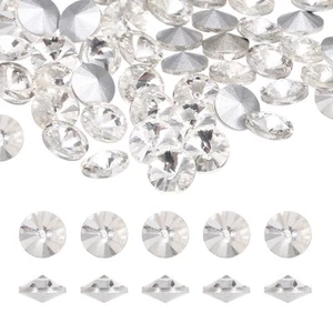 Pointed Back Rhinestones, 50 Pcs 6mm Round Glass Rhinestone (White) - Picture 1 of 7