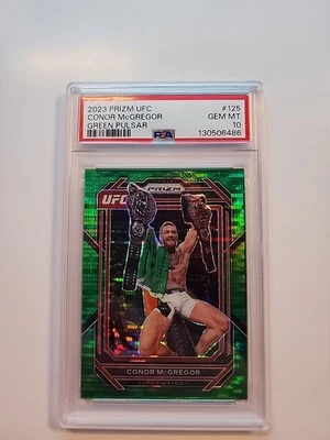 2023 Panini Prizm UFC Conor McGregor #125 Green Pulsar Prizm /25 PSA 10 - Image 1 of 2