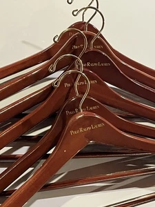 6 appendiabiti tuta Polo Ralph Lauren 17,5" x 1" legno osso dei desideri barra pantaloni Beverly USA - Foto 1 di 7