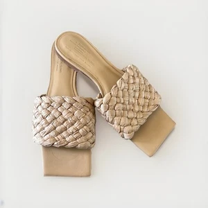 Arket Woven Straw Beige Square Tie Sandal - Picture 1 of 7