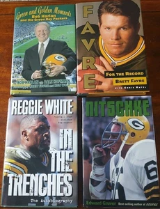 Lote de 4 libros de Green Bay Packers; Nitschke blanco, Favre, Harlan, verde y dorado - Imagen 1 de 15