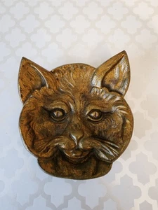 Vintage Cat Head Solid Brass Trinket Dish Tray 4" Eclectic Boho - Picture 1 of 7