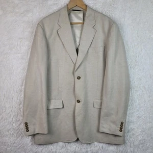 44R Perry Ellis Cream Linen Cotton Blend Blazer Sport Coat - Picture 1 of 19