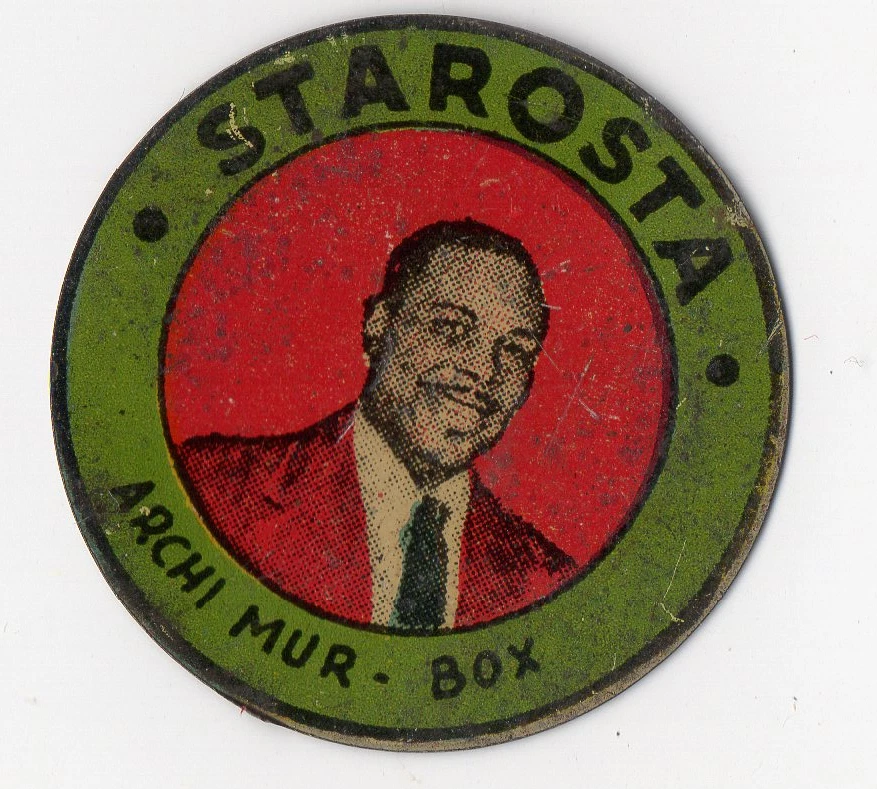 1953 RARE TRADING CARD TIN METAL DISC ARCHIE MOORE BOXING - Image 1 of 2