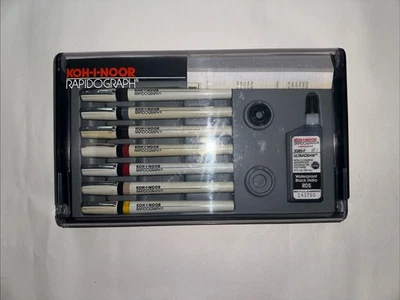 Koh-I-Noor Rapidograph 7 Pens Slim Pack Technical Pens and Ink Used - Image 1 of 4
