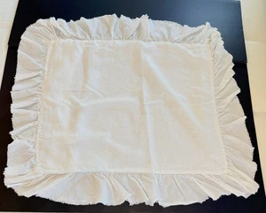 Pottery Barn weißes Leinen Standard Kissen Schein Rüschen Bordüre ausgefranste Kanten - Bild 1 von 14
