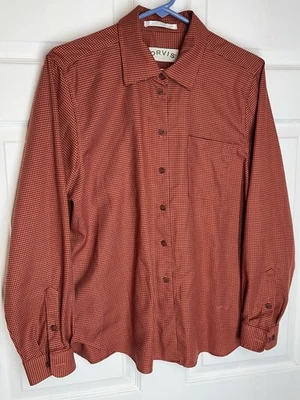 Camisa Orvis Para Mujer Botón L/S Naranja Mini Pata de Gallo 60/40 Algodón Poli Talla 16 Foto 1 de 4