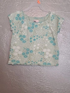 SO Green & Blue Girls Crop Top with Floral Design EUC Size 7 - Picture 1 of 8