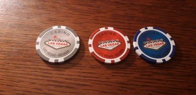 lot 3 American Poker Chips - Casino Las Vegas - set of 3 poker chips - Image 1 of 4