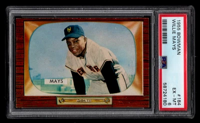 Tarjeta de béisbol Willie Mays 1955 Bowman #184 PSA 6 EXCELENTE/CASI COMO NUEVA GIGANTES DE LA CORTE Foto 1 de 2