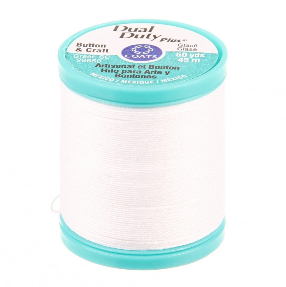 3 Spool Set Coats DUAL DUTY PLUS White Button & Craft Thread 50 yds Ea - Image 1 of 1