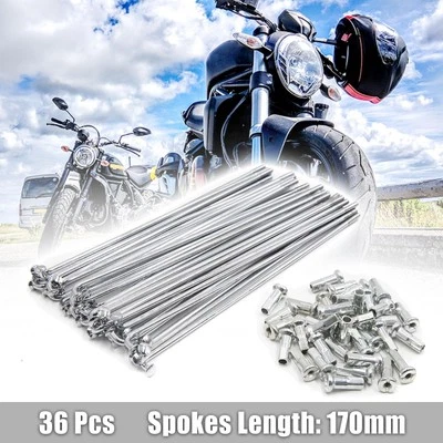 UXCELL 36 x Motorrad Speichen 3,5mm Speichennippel 170mm Spokes Länge Metall mit Nippel