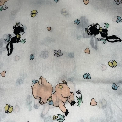 Precious Moments Fabric 100 " x 45" Pepe Le Pew Samuel Butcher Sew Craft VTG - Image 1 of 4