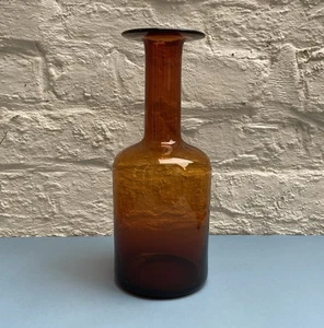 Vintage mid century Holmegaard 12 inch amber brown art glass Gulvase - Picture 1 of 6