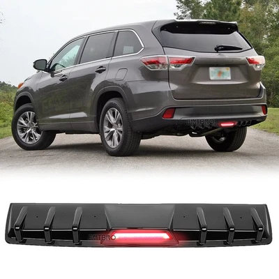 Rear Bumper Diffuser Lip Splitter w/ LED Brake Light Gloss For Toyota Highlander - Image 1 of 4