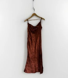 Vintage Satin Slip Prom Dress Womens Medium Cowl Neck Maxi Whimsigoth - Picture 1 of 19