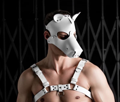 Máscara de perro con hocico desmontable - Blanco Foto 1 de 4